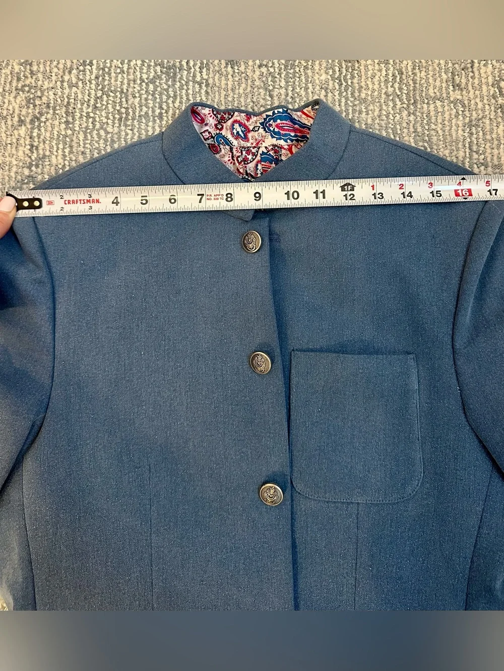 Rivesse Indian Suit Jacket Cornflower Blue Paisley Lining 32-34R Wedding Ethnic